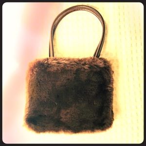 6 1/2x5 Brown Faux -Fur Cocktail Purse